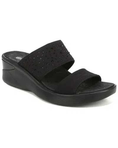 Bzees Sienna Bright Washable Slide Wedge Sandals In Black Fabric