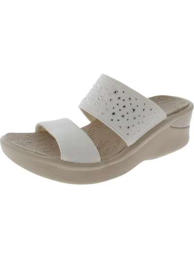 Bzees Sienna Womens Mesh Wedge Sandals In White