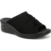 Bzees Women's Smile 3 Washable Slide Wedge Sandals In Black Stretch Fabric