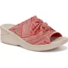 Bzees Women's Smile 3 Washable Slide Wedge Sandals In Coral Stripe Stretch Fabric