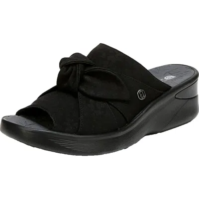 Bzees Smile Womens Bow Slip On Wedges In Black