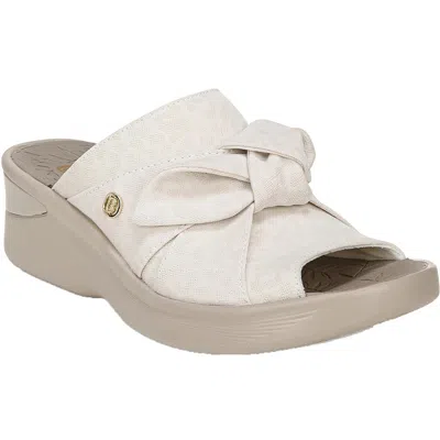 Bzees Smile Womens Bow Slip On Wedges In White