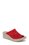 Bzees Women's Susie Washable Slide Wedge Sandals In Fire Red Shimmer Lycra Fabric