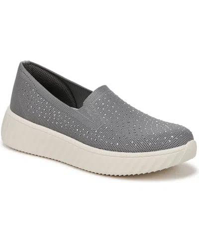 Bzees Wednesday Bright Washable Platform Slip Ons In Grey Strech Knit Fabric