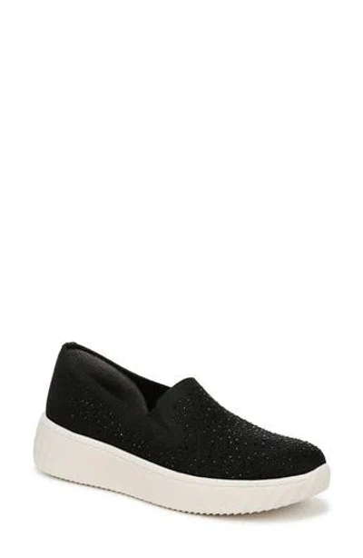 Bzees Wednesday Bright Washable Platform Slip Ons In Black Strech Knit Fabric