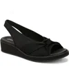 Bzees Bell Slingback Wedge Sandal In Black Knit Fabric
