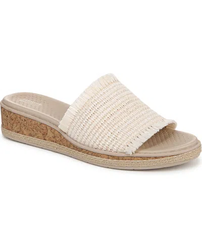 Bzees Women's Breezy Washable Slide Wedge Sandals In Natural Stretch Raffia Fabric