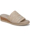 Bzees Runaway Washable Slide Wedge Sandals In White Raffia Fabric
