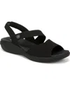 Bzees Women's Cheerful Washable Peep Toe Slingback Sandals In Black Waxy Fabric
