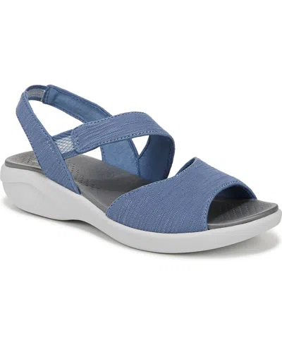 Bzees Women's Cheerful Washable Peep Toe Slingback Sandals In Elemental Blue Waxy Fabric
