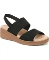 Bzees Women's Festive Washable Slingback Wedge Sandals In Black Stretch Fabric