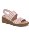 Bzees Women's Festive Washable Slingback Wedge Sandals In Peach Whip Stretch Fabric
