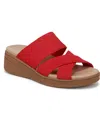 Bzees Fiona Wedge Sandal In Fire Red Stretch Linen