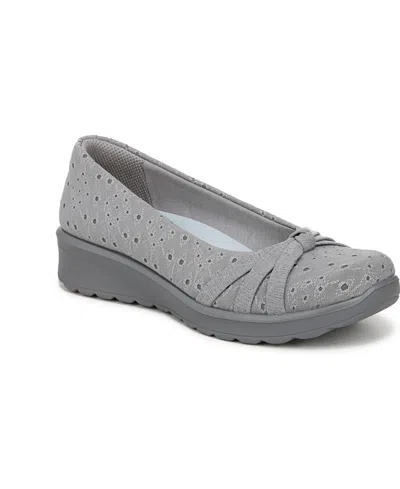 Bzees Women's Gem 2 Washable Round Toe Ballerina Flats In Grey Floral Dot Fabric