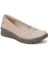 Bzees Goody Womens Faux Suede Slip On Ballet Flats In Beige Fabric