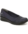 Bzees Goody Womens Faux Suede Slip On Ballet Flats In Navy Fabric
