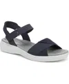 Bzees Women's Lane Washable Open Round Toe Strappy Sandals In Navy Blazer Stretch Denim Fabric