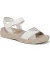 Bzees Women's Lane Washable Open Round Toe Strappy Sandals In White Stretch Denim Fabric