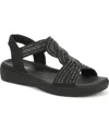 Bzees Women's Lilly Bright Washable Strappy Sandals In Black Stretch Fabric