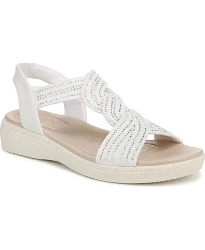 Bzees Women's Lilly Bright Washable Strappy Sandals In Bright White Stretch Fabric