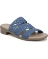 Bzees Women's Poppy Washable Block Heel Slide Sandals In Elemental Blue Shimmer Fabric