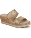 Bzees Resort Sandal In Gold Stretch Raffia Fabric