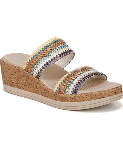 Bzees Resort Washable Slide Sandals In Multi Raffia Fabric