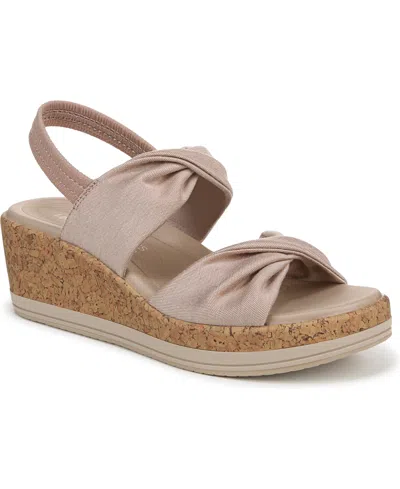 Bzees Women's Riley Washable Slingback Wedge Sandals In Biscotti Washed Linen Fabric