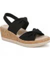 Bzees Women's Riley Washable Slingback Wedge Sandals In Black Linen Fabric