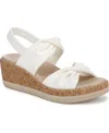 Bzees Women's Riley Washable Slingback Wedge Sandals In Bright White Linen Fabric