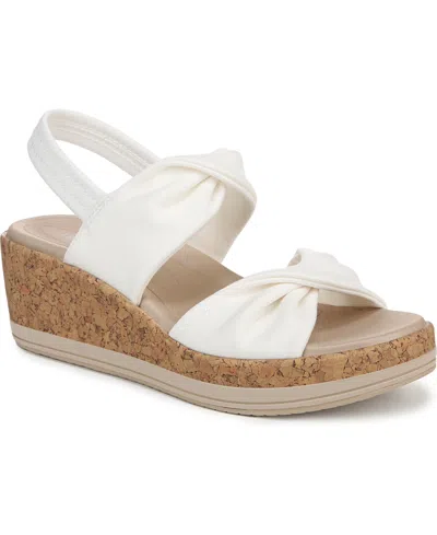 Bzees Women's Riley Washable Slingback Wedge Sandals In Bright White Linen Fabric