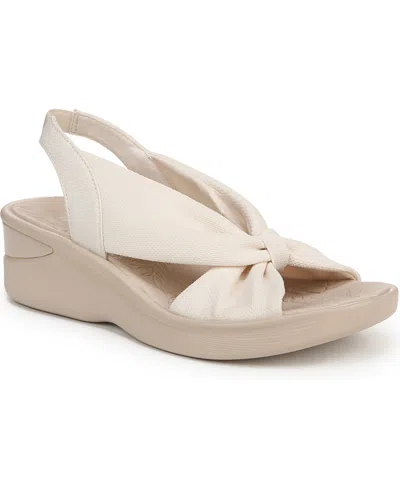 Bzees Women's Serenade Washable Slingback Wedge Sandals In Eggnog Stretch Fabric
