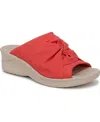 Bzees Women's Smile 3 Washable Slide Wedge Sandals In Coral Beach Stretch Fabric