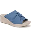 Bzees Women's Smile 3 Washable Slide Wedge Sandals In Elemental Blue Stretch Fabric