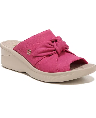 Bzees Smile Washable Slide Wedge Sandals Women's Shoes In Pink Cheetah Fabric