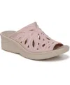 Bzees Women's Susie Washable Slide Wedge Sandals In Blush Shimmer Lycra Fabric