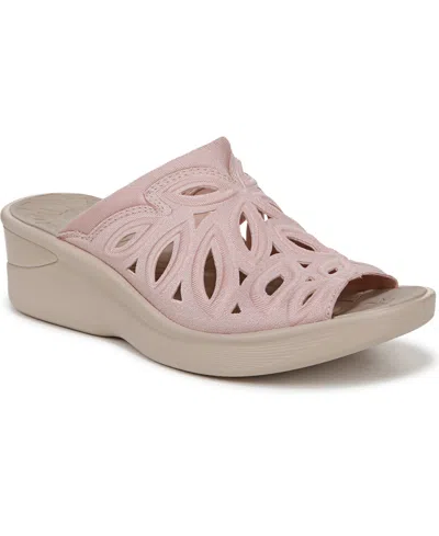 Bzees Women's Susie Washable Slide Wedge Sandals In Blush Shimmer Lycra Fabric