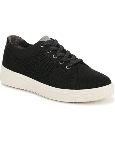 Bzees Women's Vip Washable Court Inspired Lace Up Platform Sneakers In Black Knit Fabric