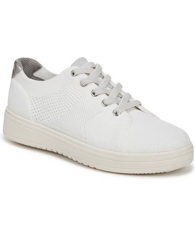 Bzees Women's Vip Washable Court Inspired Lace Up Platform Sneakers In Bright White Knit Fabric