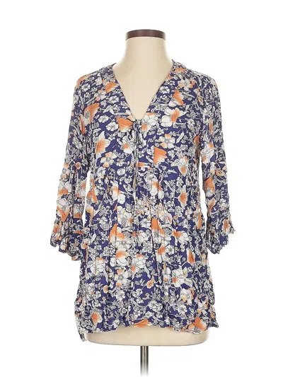 Pre-owned C&c California 3/4 Sleeve Blouse In Blue