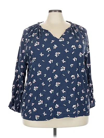 Pre-owned C&c California 3/4 Sleeve Blouse In Blue