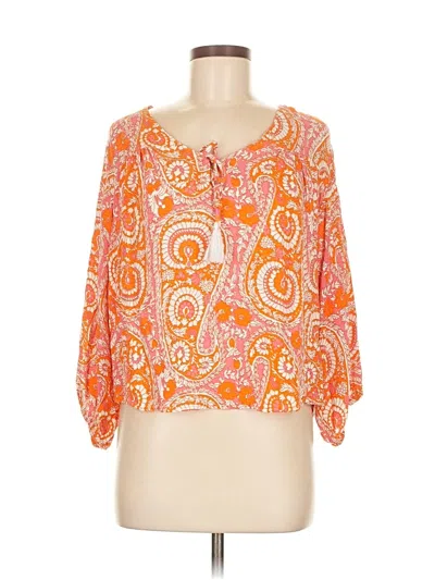 Pre-owned C&c California 3/4 Sleeve Blouse In Orange