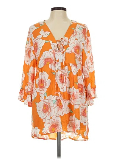 Pre-owned C&c California 3/4 Sleeve Blouse In Orange