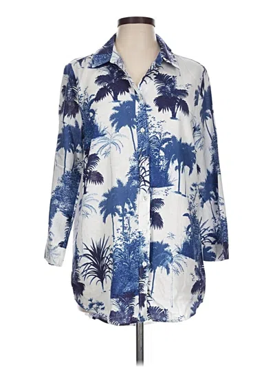 Pre-owned C&c California 3/4 Sleeve Button Down Shirt In Blue