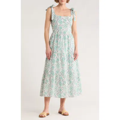 C&c California C & C California Betty Tie Shoulder Tiered Midi Dress In Blue