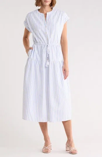 C&c California C & C California Blake Button Front Striped Poplin Dress In White