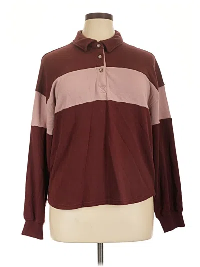 Pre-owned C&c California Long Sleeve Blouse In Burgundy