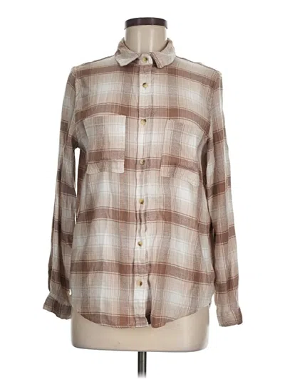 Pre-owned C&c California Long Sleeve Button Down Shirt In Brown