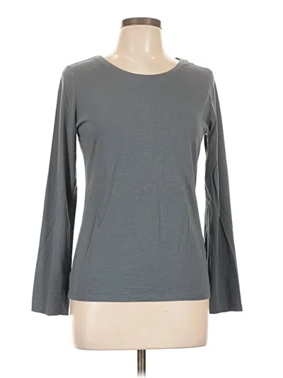 Pre-owned C&c California Long Sleeve Top Gray Solid Pattern Boatneck Tops