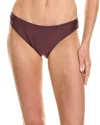 C&c California Scoop Front High Leg Bikini Bottom In Burgundy